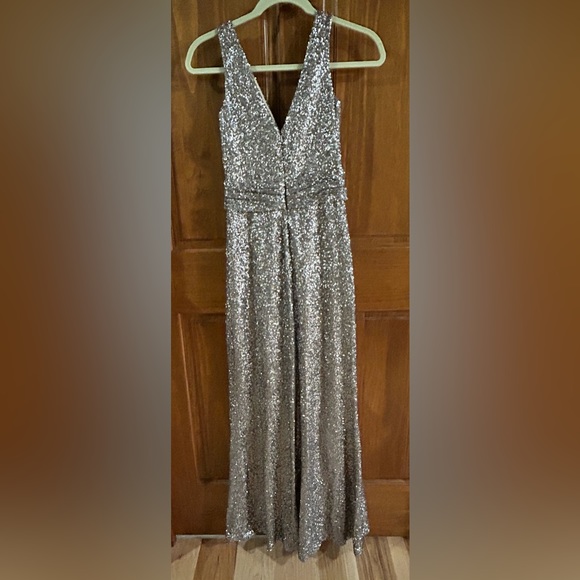 Gold Long Sparkly Evening Wedding Prom Dress Gown - Picture 10 of 10